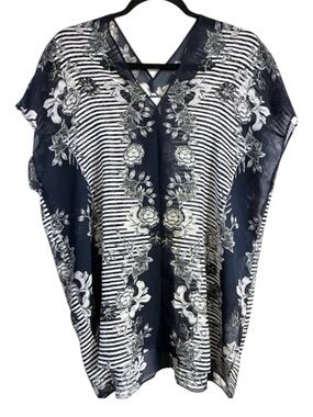 🌿 Cabi Sheer Floral Stripe Blouse Size M Lightweight EUC